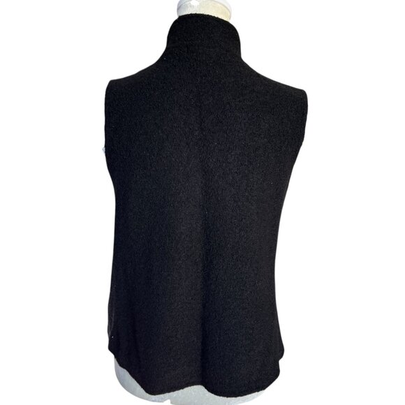Coldwater Creek black sleeveless mock neck ruffle zip up wool sweater vest M - Picture 4 of 9